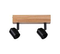 Paulmann 66771 projecteur Arvid 2 Flammes Max. 2x20 Watts plafonnier Noir/Bois Spot métal E27