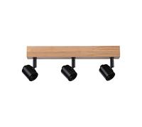 Paulmann 66772 projecteur Arvid 3 Flammes Max. 3x20 Watts plafonnier Noir/Bois Spot métal E27