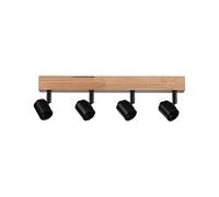 Paulmann 66773 projecteur Arvid 4 Flammes Max. 4x20 Watts plafonnier Noir/Bois Spot métal E27