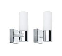 GEMINI-Lot de 2 Appliques de salle de bain Verre et Métal H16,5cm Argenté