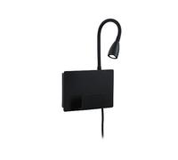Paulmann 71101 Applique LED Halina USB C 2700K 200lm 230V 2,4W Noir mat Lampe de lecture murale