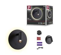 Paulmann 71286 Applique murale LED rechargeable Kiora 2700K 78lm / 82lm 3,7V 0,6W / 0,7W dimmable Noir