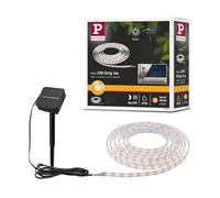 Paulmann 78896 Stripe LED solaire 3 m avec capteur crépusculaire et batterie intégrés, IP44, 0,3 W, 48 lm, 60 LED/m, 2700 K, blanc chaud, matière plastique noire