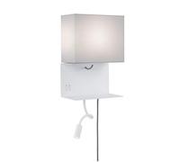 Paulmann 78913 Applique LED Merani avec étagère incl. 1x2,5 watts Lampe de lecture murale Gris, Blanc Liseuse Métal, Tissu Lampe murale 3000 K E27