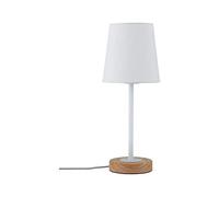 Paulmann 79636 Neordic Stellan Lampe de table, max. 1x20 W E27, blanc/bois, 230V, tissu/Métal/bois