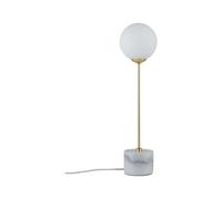 Paulmann 79661 Neordic Moa Lampe de table, max. 1x10W, G9, Blanc/Doré mat, 230V, Verre/Marbre/Métal