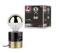 Paulmann 79742 Neordic Vala Lampe de table, max. 1x20W, E27, Laiton br/noir, 230V, Métal/Marbre