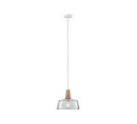 Paulmann 79744 Neordic Yva Luminaire suspendu, max. 1x20W, E27, Claire, 230V, Verre/Bois 24 cm x 24 cm x 110 cm