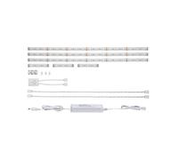 Paulmann Bandeau LED Rayures, luminaire de cuisine, blanc chaud, argenté, gradable, L