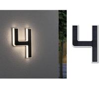 Paulmann Numéro de maison lumineux solaire LED Numéro 4 Batterie interchangeable IP44 3000K 6lm Noir