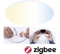 Paulmann 79957 panneau LED panneau encastré Veluna VariFit Edge 200 mm rond Tunable White commande de la lumière blanche Blanc synthétique plafonnier