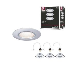 Paulmann 92113 Spots encastrés kit de 3 fixe rond 90 mm GU10 max. 3x10W 230 V Chrome mat Luminaire encastré - luminaire sans ampoule