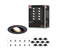 Paulmann 92117 Spots encastrés kit de 10 orientable rond 90 mm 30° GU10 max. 10x10W 230 V Noir Luminaire encastré - luminaire sans ampoule