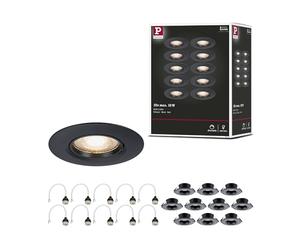 Paulmann 92120 Spots encastrés kit de 10 fixe rond 90 mm GU10 max. 10x10W 230 V Noir Luminaire encastré - luminaire sans ampoule