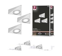 Paulmann 92125 LED sous-meubles Trias avec capteur de proximité kit de 3 3000 K 2,7W 135x132 mm 185lm Acier brossé luminaire en saillie pour meuble