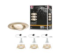 Paulmann 92408 Spot encastré LED Nova Plus IP65 rond 93mm 30° GU10 3x6W 3x460lm 230V gradable 2700K Doré mat