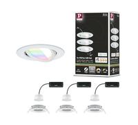 Paulmann 92433 Spot encastré LED Nova Coin rond 84mm 50° RGBW+ 3x6W 3x500lm 230V Blanc dépoli Alu moulé sous pression
