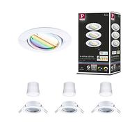 Paulmann Spot encastré LED Smart Home Zigbee 3.0 – Kit orientable rond 90 mm, 3×4,9W RGBW+, Blanc