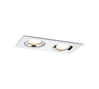 Paulmann 92902 Spot encastré LED Nova orientable carré 2x7W projecteurs encastrés gradables Blanc dépoli spot Chrome Lampe enc. Alu zinc 2700K GU10
