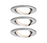 Paulmann 92959 Spot encastré LED Nova Plus Smart Home ZigBee kit rond orientable 3x6W gradable projecteurs enc. Acier brossé spot Alu zinc 2700K