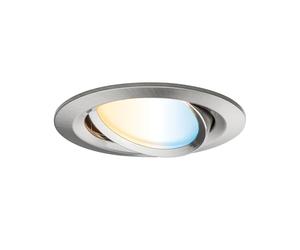 Paulmann 92961 Spot encastré LED Nova Plus Smart Home ZigBee rond orientable 6W Tunable White gradable Acier brossé spot Alu zinc 2700K
