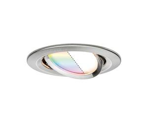 Paulmann 92964 Spot encastré LED Nova Plus Smart Home ZigBee rond orientable 1x2,5W RGBW gradable projecteurs enc. Acier brossé spot Alu zinc 2700K