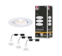 Paulmann 92971 Spot encastré LED Nova mini Plus Coin EasyDim rond orientable incl. 3x4,2 watts gradable Spot encastré pour plafond Blanc dépoli Lampe encastrée aluminium Blanc chaud 2700 K