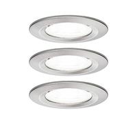 Paulmann 92979 spots encastrés LED Nova kit de 3 rond incl. 3x6,5 watts projecteurs encastrés Acier brossé spot Alu zinc lampe encastrée 4000 K GU10