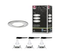 Paulmann 92979 spots encastrés LED Nova kit de 3 rond incl. 3x6,5 watts projecteurs encastrés Acier brossé spot Alu zinc lampe encastrée 4000 K GU10