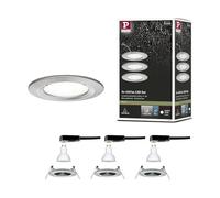 Paulmann 92983 LED Nova kit de 3 rond incl. 3x6,5 watts projecteurs Acier brossé spot Alu zinc lampe encastrée 4000 K GU10, 19.5 W, 3 Stück (1er Pack)