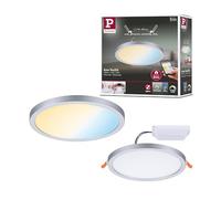Paulmann 93045 Panneau LED encastrable Areo VariFit IP44 Zigbee Tunable White 175 mm rond avec 1 x 13 W à intensité variable en plastique chromé mat 3000 K