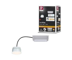 Paulmann 93073 Module d'éclairage encastré LED Smart Home Zigbee blanc chaud Coin rond 50 mm 6 W 470 lm 230 V 2700 K Satiné rond dimmable Spot de plafond en matière plastique