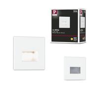 Paulmann 93093 Spot encastré mural Edge Quadro, kit de 80 x 5 mm, 50 lm, 230 V, de forme angulaire, avec 1 ampoule de 1,2 Watt, blanche dépoli, matière plastique, 2700 K