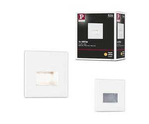 Paulmann 93093 Spot encastré mural Edge Quadro, kit de 80 x 5 mm, 50 lm, 230 V, de forme angulaire, avec 1 ampoule de 1,2 Watt, blanche dépoli, matière plastique, 2700 K