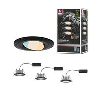Paulmann 93096 LED Spots encastrés Calla kit de 3 orientable IP65 90mm 30° 3x550lm White Switch INCL. 3x5W Noir Mat Plastique 3000K, Matière, 15 W
