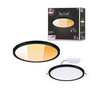 Paulmann 93102 panneau LED panneau encastré Areo IP44 230 mm gradable sur 3 niveaux rond incl. 1x16 W Blanc chaud Noir synthétique plafonnier 2000 K