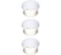 Paulmann 93385 Gil Spot LED encastrable à 3 niveaux de intensité rond avec 3 x 6 W à intensité variable Blanc mat Fer brossé 2700 K Coin