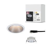 Paulmann 93398 spot encastré Cole fixe rond gradable projecteur encastré Blanc dépoli, Argent spot aluminium lampe encastrée plastique GU10