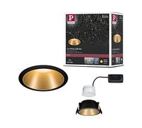 Paulmann 93403 LED spot encastré Cole rond incl. 1x6,5 watts gradable Projecteur encastré Noir, Doré mat Lampe encastrée plastique, Alu zinc Spot pour plafond 2700 K