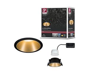 Paulmann 93403 LED spot encastré Cole rond incl. 1x6,5 watts gradable Projecteur encastré Noir, Doré mat Lampe encastrée plastique, Alu zinc Spot pour plafond 2700 K