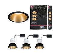 Paulmann 93404 LED Cole rond incl. 3x6 watts gradable projecteurs Noir, Doré mat Lampe encastrée plastique, Alu zinc spot pour plafond 2700 K, Matière, 19.5 W, 3er-Set