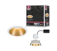 Paulmann 93405 LED spots encastrés Cole rond incl. 1x6,5 watts gradable projecteurs encastrés Blanc, Doré mat Lampe encastrée plastique, Alu zinc Spot pour plafond 2700 K