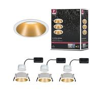Paulmann 93406 LED spots encastrés Cole rond incl. 3x6,5 watts gradable projecteurs encastrés Blanc, Doré mat Lampe encastrée plastique, Alu zinc Spot pour plafond 2700 K