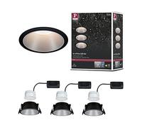 Paulmann 93408 LED spots encastrés Cole rond incl. 3x6,5 watts gradable projecteurs encastrés Noir, Argent Lampe encastrée plastique, Alu zinc spot pour plafond 2700 K