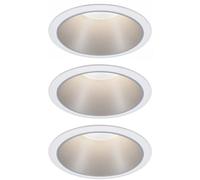 Paulmann 93410 LED spots encastrés Cole rond incl. 3x6,5 watts gradable projecteurs encastrés Blanc, Argent Lampe encastrée plastique, Alu zinc Spot pour plafond 2700 K