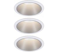 3 spots encastrables Cole LED intégrée blanc chaud IP44 3x470lm Ø8cm argent finition blanche Paulmann