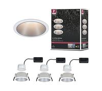 Paulmann 93410 LED spots encastrés Cole rond incl. 3x6,5 watts gradable projecteurs encastrés Blanc, Argent Lampe encastrée plastique, Alu zinc Spot pour plafond 2700 K
