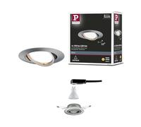 Paulmann Spot encastré LED 93412 – Base ronde orientable, acier brossé, 5W inclus, 3000K, GU10