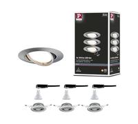 Paulmann 93420 Spot encastré LED Base rond incl. 3x5W projecteurs encastrés Acier brossé spot métal lampe encastrée 3000 K GU10