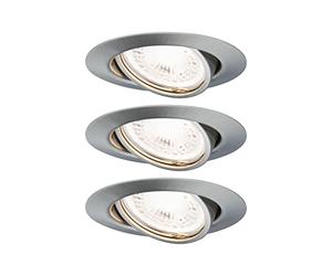 Paulmann 93424 Spot encastré LED Base rond incl. 3x5W gradable projecteurs encastrés Acier brossé spot métal lampe encastrée 3000 K GU10